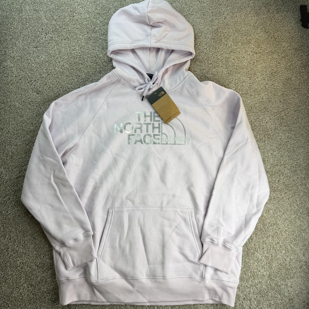 The North Face Hoodie Womens 2XL Purple Fleece Logo Graphic Pullover Sweatshirt